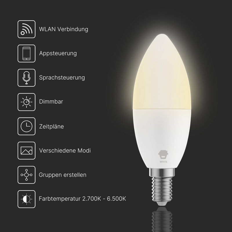 Smart WLAN Kerzenglühbirne White - Doppelpack