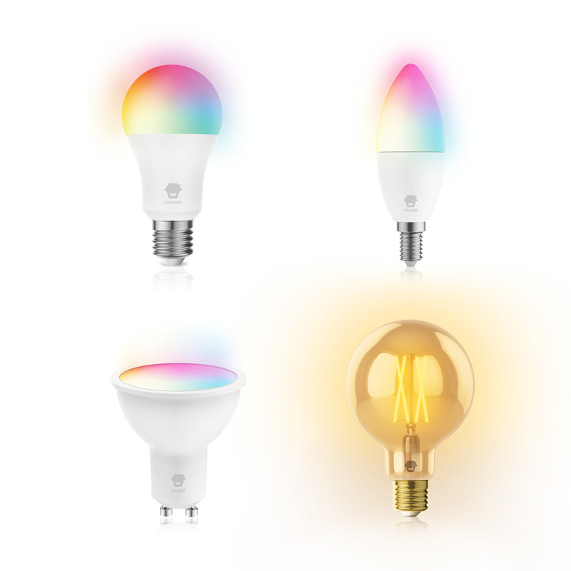 Unsere smarten Glühbirnen gibt es für alle Fassungen und Styles: E14, E27, GU10 und die klassische Edison-Glühbirne im Vintage-Look bringen das perfekte Licht zu Dir!